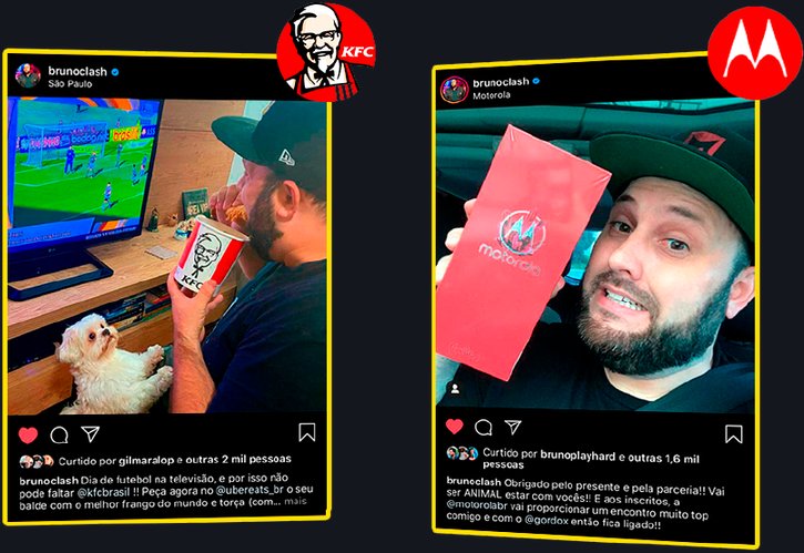 Posts patrocinados de BrunoClash com KFC e Motorola